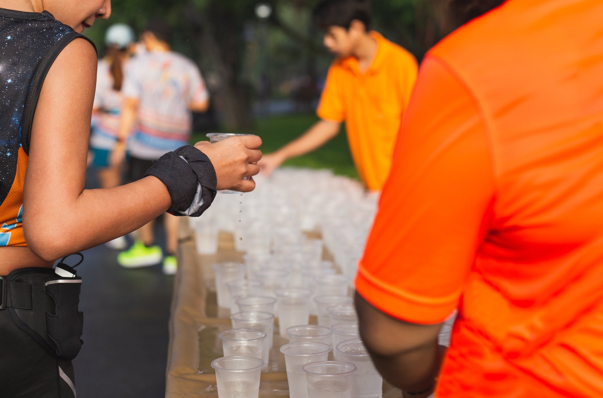Hands Free Water Cooler Use at Large Public Events